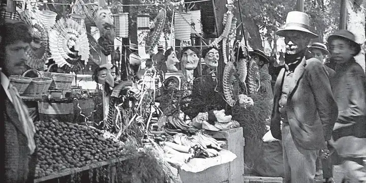 Vendedores en Ferias de Calles en Navidad Chile antiguo